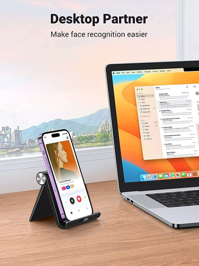 Alt view image 7 of 7 - UGREEN Cell Phone Stand Holder for Desk Adjustable Compatible with iPhone 13 12 Pro Max 11 SE XS XR 8 Plus 6 7 Samsung Galaxy Note20 S20 S10 S9 S8 Cellphone Mobile Phone Holder Foldable Black