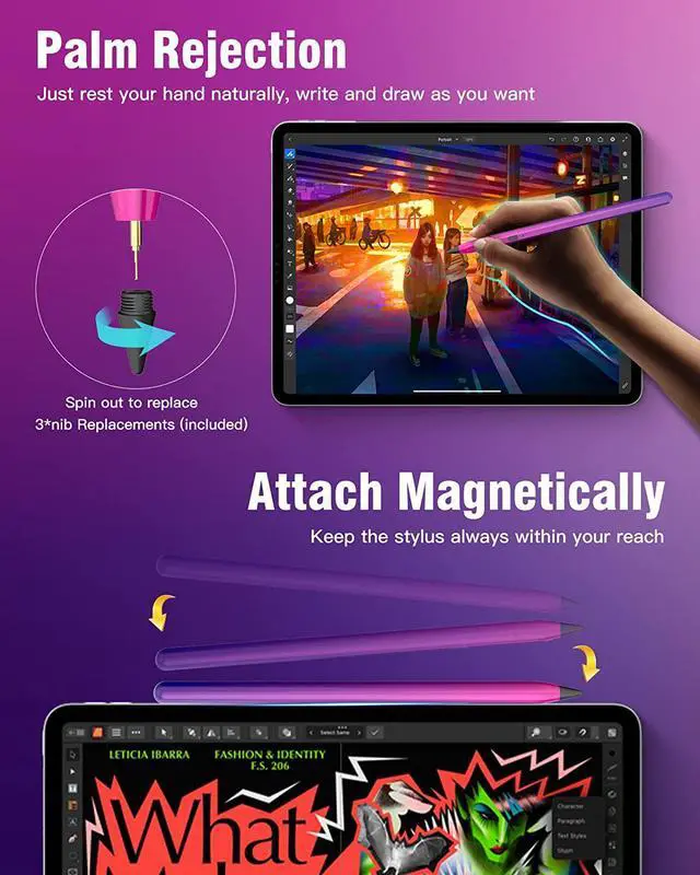 Alt view image 4 of 7 - TiMOVO Stylus Pen for iPad Palm Rejection Tilt High Precision Apple Pencil Compatible with2018-2022 iPad Pro 2021 11/12.9/iPad Air 5th 4th 3rd,iPad 9th/8th/7th Gen,iPad Mini 6/5th,Gradient Purple