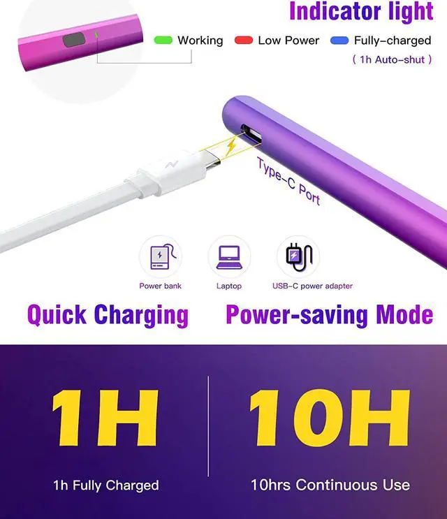 Alt view image 5 of 7 - TiMOVO Stylus Pen for iPad Palm Rejection Tilt High Precision Apple Pencil Compatible with2018-2022 iPad Pro 2021 11/12.9/iPad Air 5th 4th 3rd,iPad 9th/8th/7th Gen,iPad Mini 6/5th,Gradient Purple