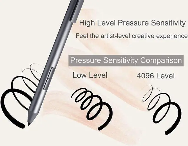 Alt view image 2 of 7 - LAZARITE M Pen Grey, Active Stylus for Lenovo Flex 5/14, Yoga 7i/9i, Hp Envy x360/Pavilion x360/Spectre x360, Digital Pen with 4096 Pressure Sensitivity, Palm Rejection, Tilt Support