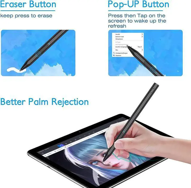 Alt view image 3 of 7 - Trakxy Stylus Pen for Surface, Digital Pen Compatible with Microsoft Surface Pro X/9/8/7/6/5/4/3/Surface Laptop 5/4/3/2/1/go 3/2/1/Book 2/1/Studio, Magnetic Adsorption, Palm Rejection Stylus Pen-Black