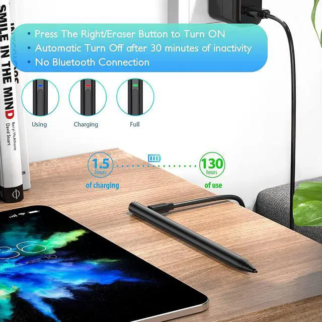 Alt view image 6 of 7 - Trakxy Stylus Pen for Surface, Digital Pen Compatible with Microsoft Surface Pro X/9/8/7/6/5/4/3/Surface Laptop 5/4/3/2/1/go 3/2/1/Book 2/1/Studio, Magnetic Adsorption, Palm Rejection Stylus Pen-Black