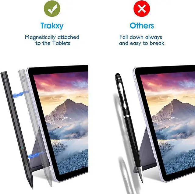 Alt view image 5 of 7 - Trakxy Stylus Pen for Surface, Digital Pen Compatible with Microsoft Surface Pro X/9/8/7/6/5/4/3/Surface Laptop 5/4/3/2/1/go 3/2/1/Book 2/1/Studio, Magnetic Adsorption, Palm Rejection Stylus Pen-Black