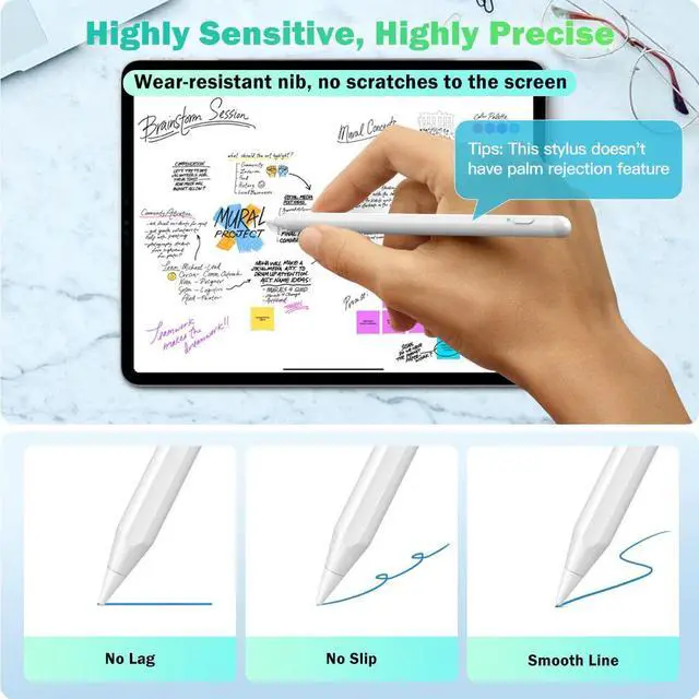 Alt view image 4 of 7 - TiMOVO Stylus Pen for Touch Screens, Compatible with Apple iPad/Pro/Air/Mini/iPhone/Android Phones/Tablets, High Sensitivity & Fine Point Stylus Universal for iOS & Android Writing & Drawing, White
