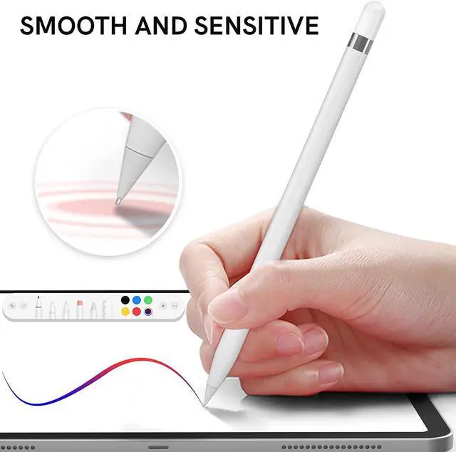 Alt view image 5 of 7 - Delidigi 2 Pack Compatible with Apple Pencil Tips, No Wear Out Fine Point Precise Control Pen Like Nibs for Apple Pencil 1st Gen and 2nd Generation (White 1.3mm)