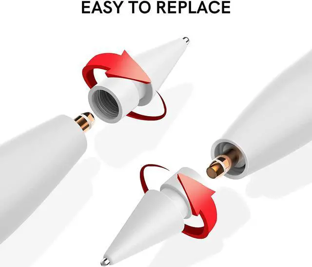 Alt view image 6 of 7 - Delidigi 2 Pack Compatible with Apple Pencil Tips, No Wear Out Fine Point Precise Control Pen Like Nibs for Apple Pencil 1st Gen and 2nd Generation (White 1.3mm)