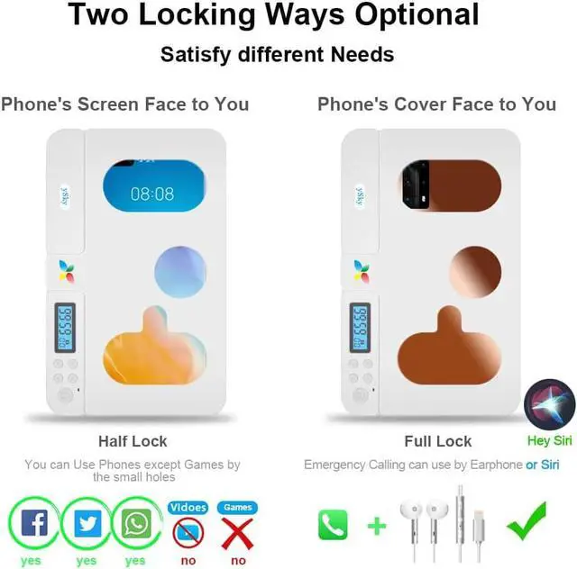 Alt view image 2 of 7 - ySky Portable Smart Auto Phone Timer Lock Box for iPhone and Android Phones, Self-Control Timer Locker to Help Kids,Students, Adults Focus Back,Prevent Excessive Games, Mobile Phone Addiction(White)