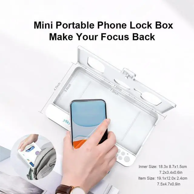 Alt view image 4 of 7 - ySky Portable Smart Auto Phone Timer Lock Box for iPhone and Android Phones, Self-Control Timer Locker to Help Kids,Students, Adults Focus Back,Prevent Excessive Games, Mobile Phone Addiction(White)