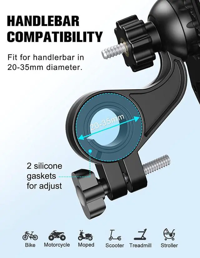 Alt view image 2 of 7 - Oldowl Bike Phone Mount, Motorcycle Phone Mount - Bicycle Phone Holder Handlebar Clamp for Cycling, Bike Motorcycle Accessory Mount Compatible with iPhone 14 Pro Max/14 Plus/13/12, Galaxy S22/Note20