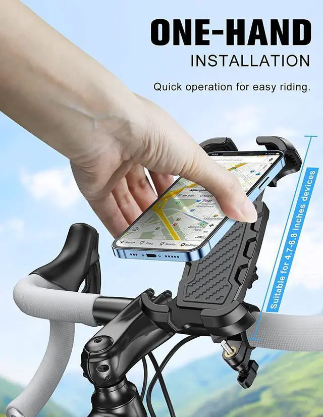 Alt view image 4 of 7 - Oldowl Bike Phone Mount, Motorcycle Phone Mount - Bicycle Phone Holder Handlebar Clamp for Cycling, Bike Motorcycle Accessory Mount Compatible with iPhone 14 Pro Max/14 Plus/13/12, Galaxy S22/Note20