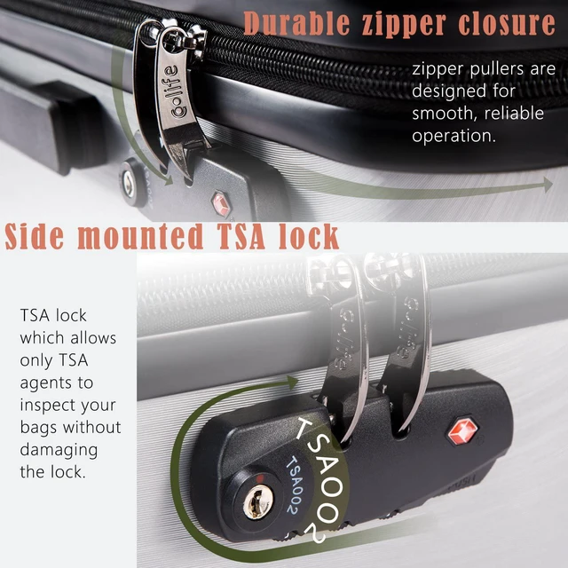 Alt view image 5 of 7 - Coolife Luggage Expandable Suitcase PC+ABS with TSA Lock Spinner 20in24in28in (Grey, S(20in)_Carry on)
