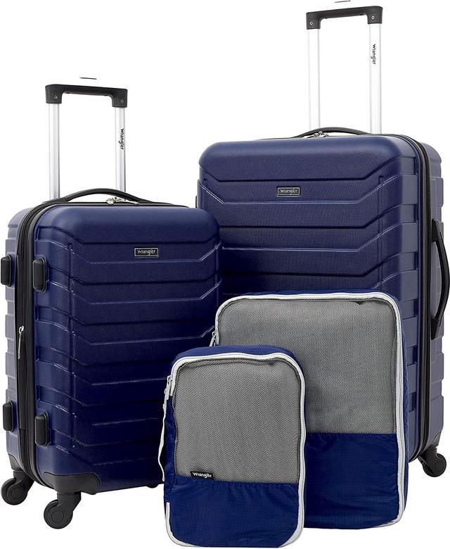 Wrangler Unisex-Adult 4 Piece Luggage and Packing Cubes Set Luggage- Luggage  Set Luggage 