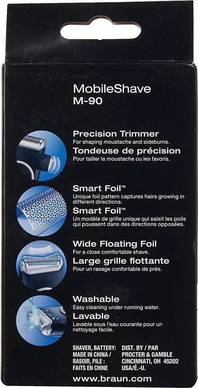 Alt view image 3 of 6 - Braun M90 Mobile Shaver for Precision Trimming, Great for Travel, Black/Silver