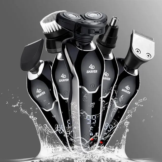 Alt view image 2 of 7 - Electric Shaver Razor for Men, BestMal 5 in 1 Wet/Dry Electric Shavers Razors for Men, Rechargeable Waterproof Mens Electric Razor with Nose Trimmer Sideburns Hair Trimmer and Face Cleaning Brush
