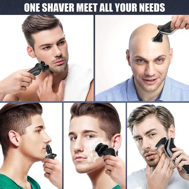 Alt view image 4 of 7 - Electric Shaver Razor for Men, BestMal 5 in 1 Wet/Dry Electric Shavers Razors for Men, Rechargeable Waterproof Mens Electric Razor with Nose Trimmer Sideburns Hair Trimmer and Face Cleaning Brush