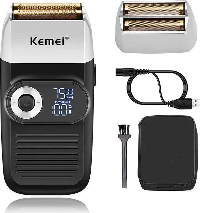 Main image of Kemei Foil Professional Electric Shaver for Men Razor with Bald Trimmer Cordless Shavers Rechargeble LED Display 2 in 1