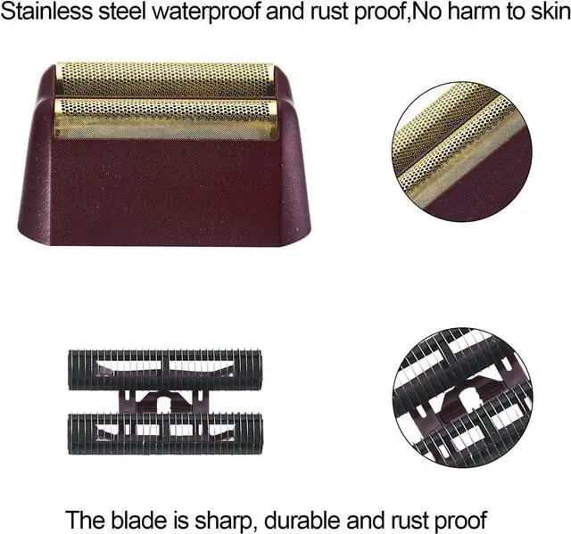 Alt view image 2 of 6 - 2 pcs Professional 5 Star Series Finale Shaver Shaper Replacement Super Close Gold Foil and Cutter Bar Assembly Compatible with Wahl Shaver Foil Model 7043-100,7031-100(Red)