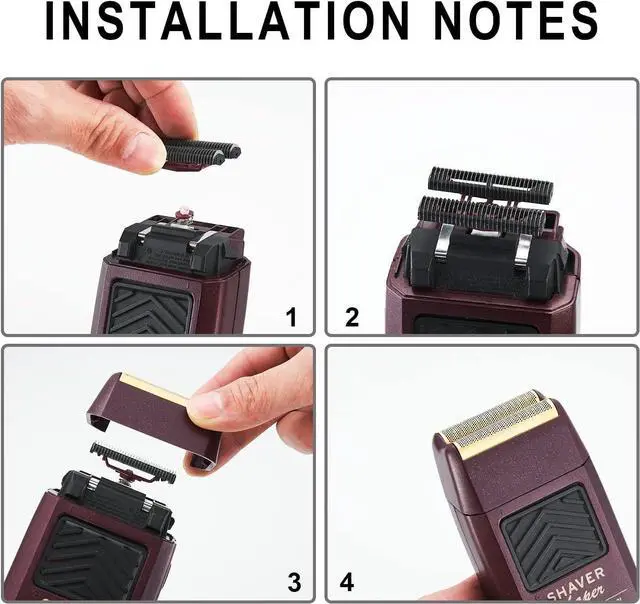 Alt view image 5 of 6 - 2 pcs Professional 5 Star Series Finale Shaver Shaper Replacement Super Close Gold Foil and Cutter Bar Assembly Compatible with Wahl Shaver Foil Model 7043-100,7031-100(Red)