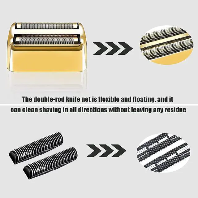 Alt view image 3 of 7 - Shaver Replacement Foil and Cutters compatible with BaBylissPRO Barberology Double (2PC Gold) (golden)