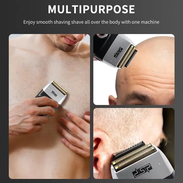 Alt view image 6 of 7 - DSP® Electric Razor for Men Bald Shavers for Men 2 in 1 Double Shaver for Men with 2 Foil Head Rechargeable Barber Shaver with Precision Trimmer 3-Speed Shaver with LED Digital Display (Black)