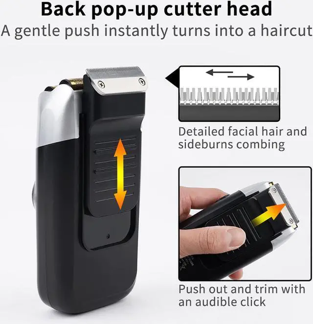Alt view image 2 of 7 - DSP® Electric Razor for Men Bald Shavers for Men 2 in 1 Double Shaver for Men with 2 Foil Head Rechargeable Barber Shaver with Precision Trimmer 3-Speed Shaver with LED Digital Display (Black)