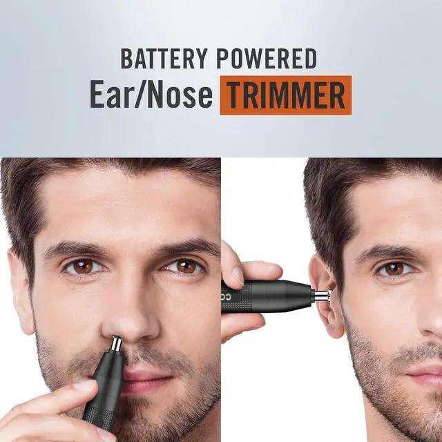 Alt view image 4 of 7 - ConairMan Nose Hair Trimmer for Men, For Nose, Ear, and Eyebrows, Patent 360 Bevel Blade for No Pull, No Snag Trimming Experience, Cordless Trimmer 2 piece Set with Detail and Shaver Attachments