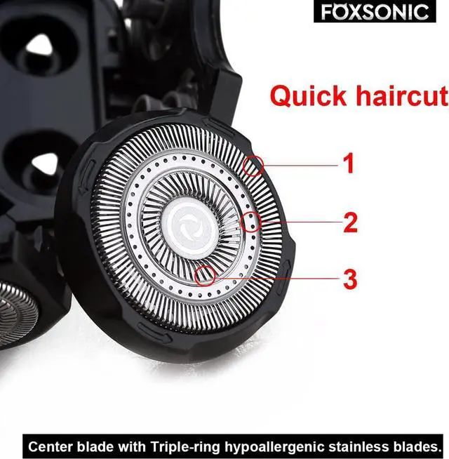 Alt view image 7 of 7 - FOXSONIC Upgraded 9 Blades Body & Head Shaver Replacement Heads for Many Brands 9 Blades Replacement Shaver Head Blade 9 Heads Beard Electric Razor Shaver Head for Blad Men