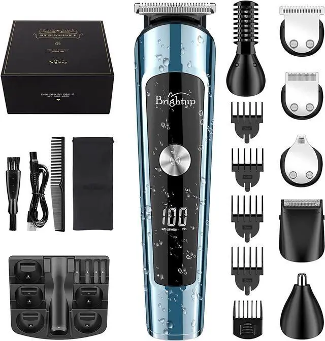 Alt view image 7 of 7 - Brightup Beard Trimmer for Men, IPX7 Waterproof Mens Grooming Kit with Cordless Hair Clippers, Electric Razor with LED Display, Shavers for Mustache, Body, Face, Ear, Nose Hair Trimmer, Gifts for Men