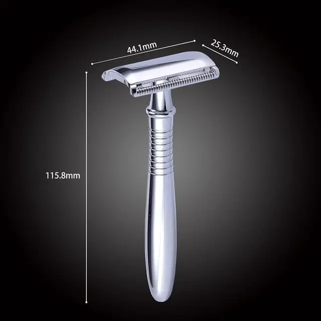 Alt view image 3 of 6 - BAILI Long Handle Retro Double Edge Safety Razor Wet Shaving Kit +5 Platinum Swedish Blades BD191
