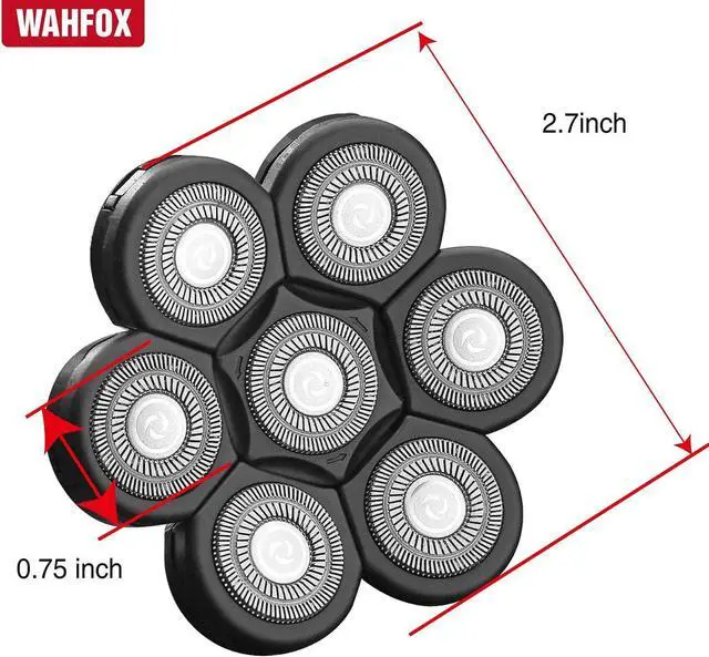 Alt view image 4 of 7 - WAHFOX 7D Bayonet Upgrade 7 Heads Electric Shaver Bald Head Shaver Replacement Blades, 7 Heads Beard Cutter Replacement Blade Easy Install Electric Razor Shaver Head for Bald and Face (Black)