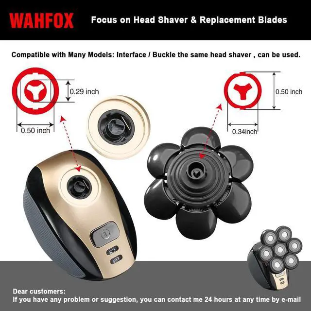 Alt view image 2 of 7 - WAHFOX 7D Bayonet Upgrade 7 Heads Electric Shaver Bald Head Shaver Replacement Blades, 7 Heads Beard Cutter Replacement Blade Easy Install Electric Razor Shaver Head for Bald and Face (Black)