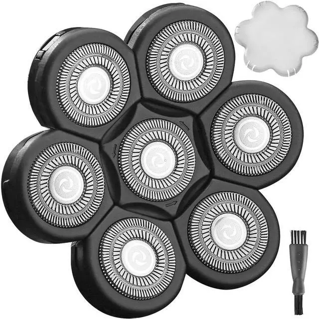 Main image of WAHFOX 7D Bayonet Upgrade 7 Heads Electric Shaver Bald Head Shaver Replacement Blades, 7 Heads Beard Cutter Replacement Blade Easy Install Electric Razor Shaver Head for Bald and Face (Black)
