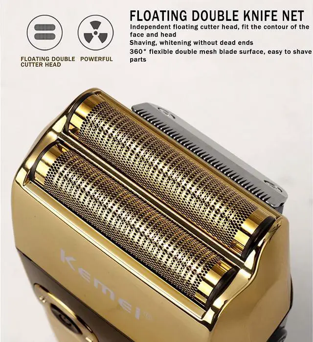 Alt view image 3 of 7 - KEMEI Electric Razors for Men, LCD Display Cordless Men's Razors, USB Rechargeable with Pop-up Beard Trimmer Best Worldwide Travel Gift, Model KM 2028, Gold