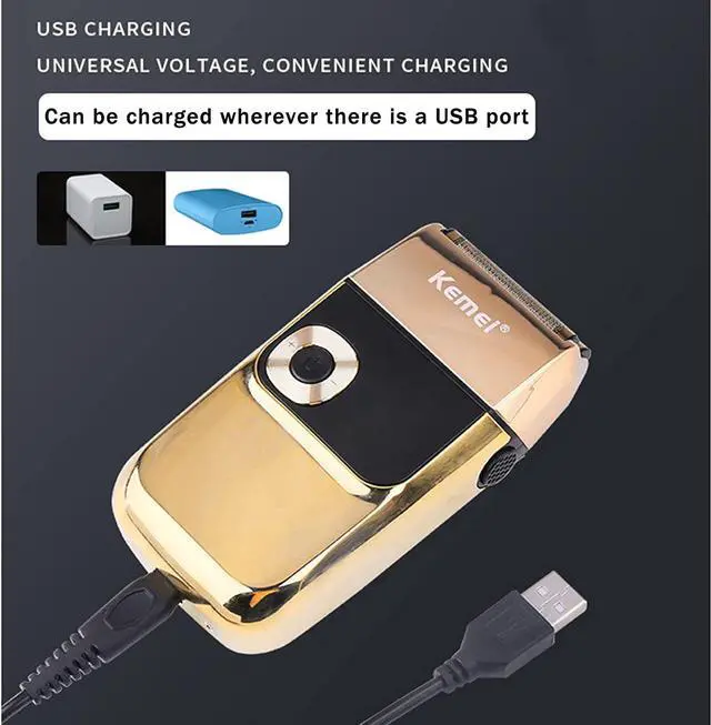 Alt view image 7 of 7 - KEMEI Electric Razors for Men, LCD Display Cordless Men's Razors, USB Rechargeable with Pop-up Beard Trimmer Best Worldwide Travel Gift, Model KM 2028, Gold