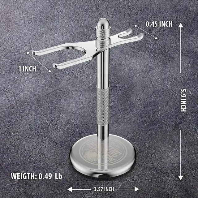 Alt view image 2 of 7 - Viking Revolution Chrome Safety Razor Stand - Razor Holder and Shaving Brush Stand, Shaving Stand to Prolong the Life of Your Razor - Shaver Holder with Weighted Bottom for Extra Stability