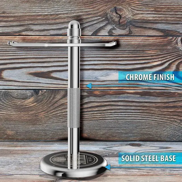 Alt view image 5 of 7 - Viking Revolution Chrome Safety Razor Stand - Razor Holder and Shaving Brush Stand, Shaving Stand to Prolong the Life of Your Razor - Shaver Holder with Weighted Bottom for Extra Stability