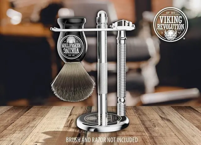 Alt view image 7 of 7 - Viking Revolution Chrome Safety Razor Stand - Razor Holder and Shaving Brush Stand, Shaving Stand to Prolong the Life of Your Razor - Shaver Holder with Weighted Bottom for Extra Stability