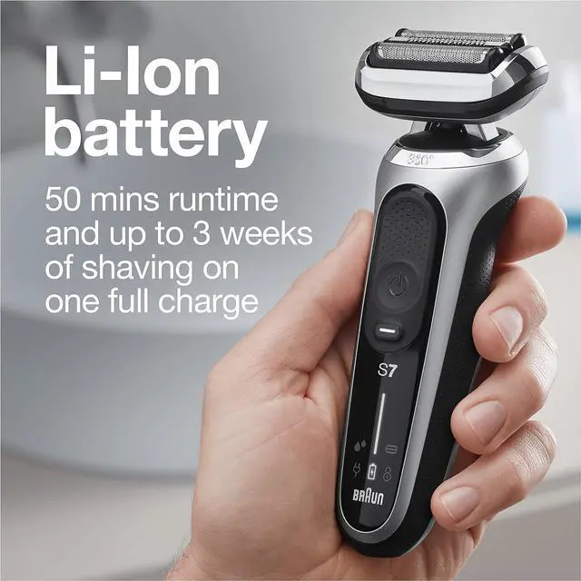 Alt view image 5 of 7 - Braun Electric Razor for Men, Series 7 360 Flex Head Foil Shaver with Precision Beard Trimmer, Rechargeable, Wet & Dry and Travel Case, Black, 5 Piece Set