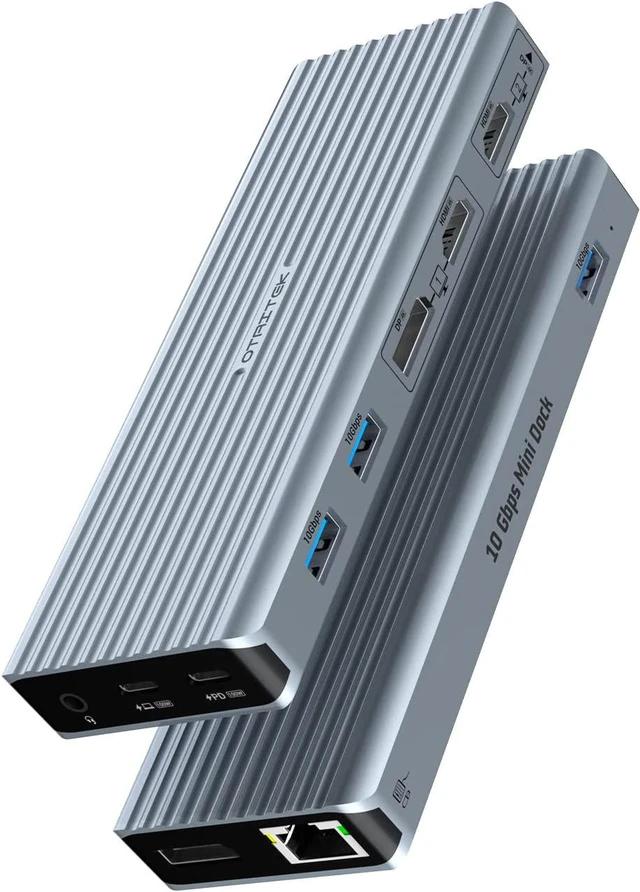 Main image of Qhou Laptop Docking Station, 11 in 1 USB C HUB with Two 4K @ 60Hz Video Outputs, Two Monitors, 3 x USB 3.1 10 Gbps, 2 x HDMI, 2 x DP, 100 W PD, Compatible with Windows and M1 Mac