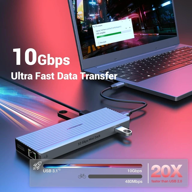 Alt view image 4 of 7 - Qhou Laptop Docking Station, 11 in 1 USB C HUB with Two 4K @ 60Hz Video Outputs, Two Monitors, 3 x USB 3.1 10 Gbps, 2 x HDMI, 2 x DP, 100 W PD, Compatible with Windows and M1 Mac