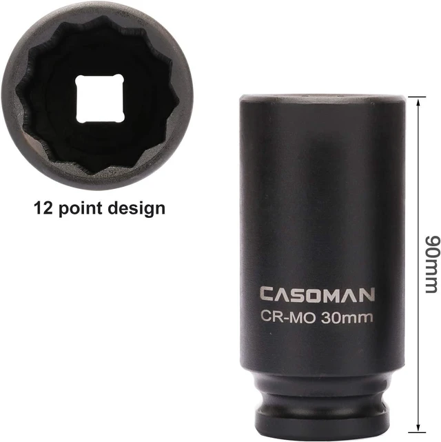Alt view image 4 of 7 - CASOMAN 1/2-Inch Drive Deep Spindle Axle Nut Impact Socket Set,12 Point, Metric, CR-MO, 29,30 32 34 35,36,38,39mm, 8 Piece 1/2" Heavy Duty Impact Socket Set