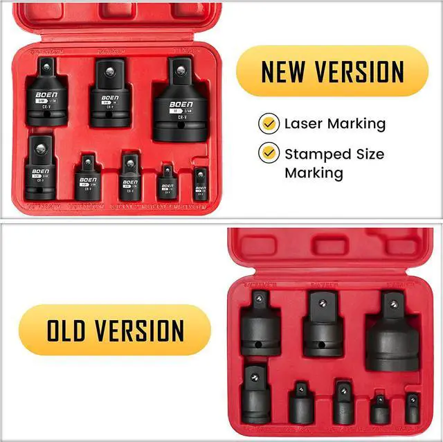 Alt view image 2 of 7 - BOEN 8 Piece Impact Socket Adapter and Reducer Set, 1/4" 3/8" 1/2" 3/4" Drive Socket Adapter Set with Durable Case, Reducer Converter Adapter Set for Impact Driver Conversions (Upgraded)