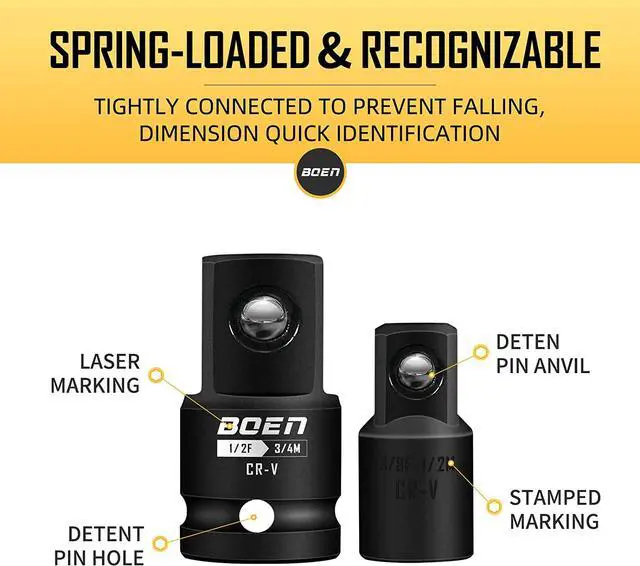 Alt view image 4 of 7 - BOEN 8 Piece Impact Socket Adapter and Reducer Set, 1/4" 3/8" 1/2" 3/4" Drive Socket Adapter Set with Durable Case, Reducer Converter Adapter Set for Impact Driver Conversions (Upgraded)