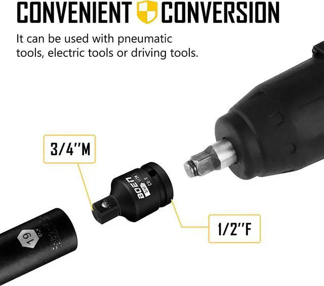 Alt view image 6 of 7 - BOEN 8 Piece Impact Socket Adapter and Reducer Set, 1/4" 3/8" 1/2" 3/4" Drive Socket Adapter Set with Durable Case, Reducer Converter Adapter Set for Impact Driver Conversions (Upgraded)
