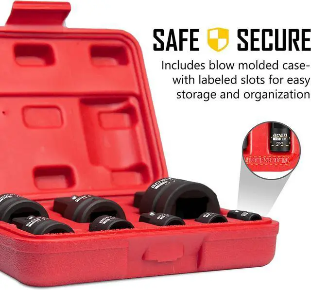 Alt view image 7 of 7 - BOEN 8 Piece Impact Socket Adapter and Reducer Set, 1/4" 3/8" 1/2" 3/4" Drive Socket Adapter Set with Durable Case, Reducer Converter Adapter Set for Impact Driver Conversions (Upgraded)