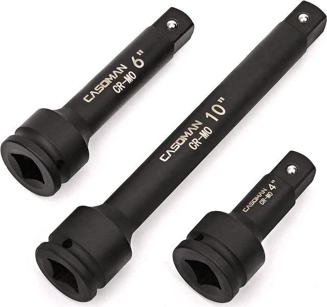 Alt view image 2 of 7 - CASOMAN 3/4 Drive Impact Extension Bar, Cr-Mo Steel,3-Piece Set, 4, 6, 10 ext. bar