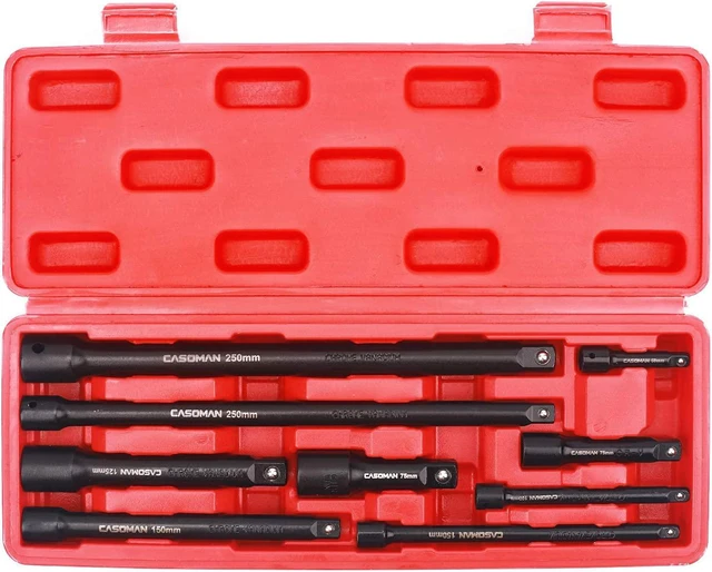 Alt view image 2 of 7 - CASOMAN 9 Pieces Extension Bar Set, 1/4", 3/8" and 1/2" Drive Socket Extension, Premium Chrome Vanadium Steel with Black Phosphate Finish