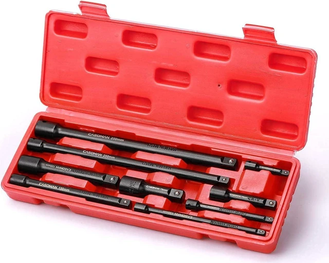 Alt view image 7 of 7 - CASOMAN 9 Pieces Extension Bar Set, 1/4", 3/8" and 1/2" Drive Socket Extension, Premium Chrome Vanadium Steel with Black Phosphate Finish