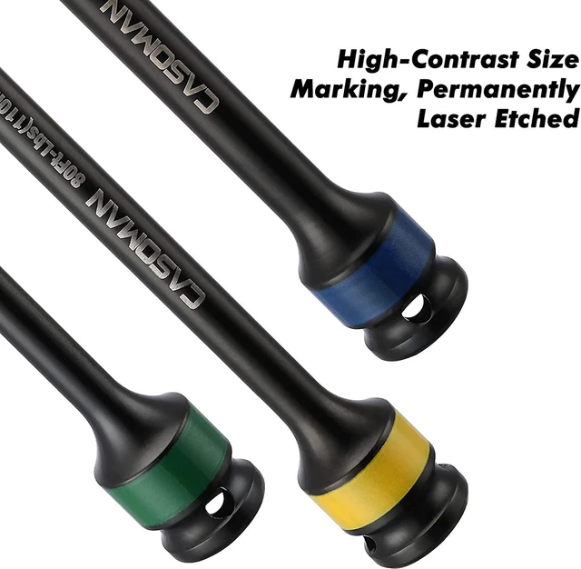 Alt view image 6 of 7 - CASOMAN 10 Piece 1/2" Drive 8 Inch Length Color-Coded Torque Extension Bar Set, 65 to 150 Ft-Lbs (90 to 200 Nm), Torque Extension Tool Set