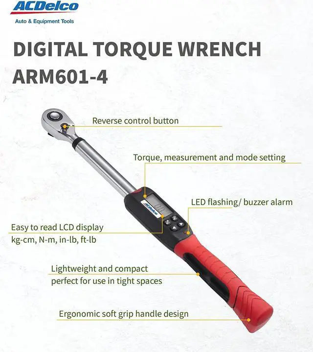 Alt view image 4 of 4 - ACDelco ARM601-4 1/2-Inch Digital Torque Wrench